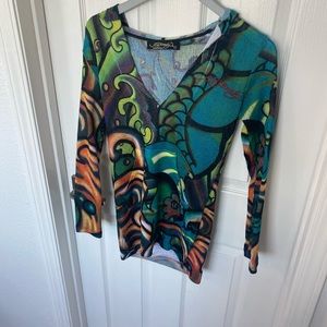 Ed Hardy Mermaid Long Sleeve Top w/Hood - Sz XS